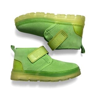 UGG Neumel Women 8 Clear Chukka Suede Wool Boots Lime Green Maximalist Rave Cozy